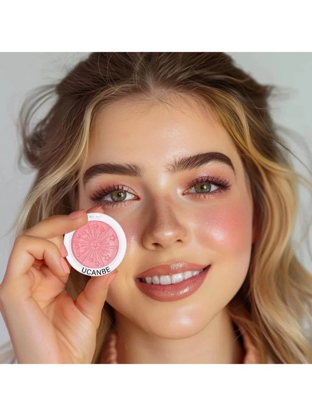 Glow Blush Palette - Seamless Blendable Powder for Natural Radiant Cheeks, Coral